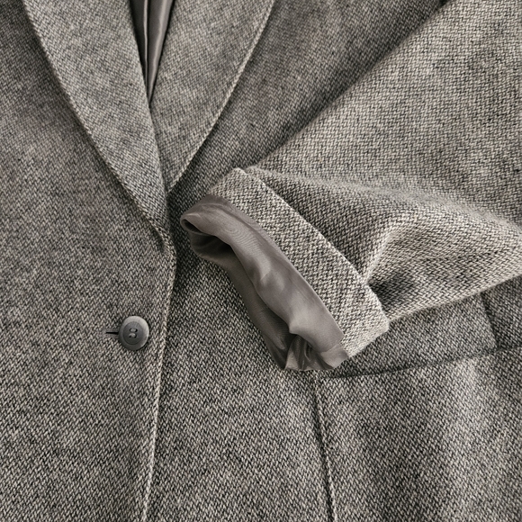 Vintage Women's Gray Wool Tweed Blazer Size 16 M L Cristin Stevens Jacket Fall - Picture 6 of 13